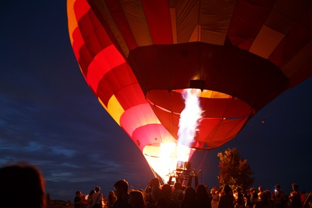 PERESLAVL-ZALESSKY, RUSSIA - 16 JULY 2016: 15-th Hot air balloons festival in Pereslavl-Zalessky, Yaroslavl Oblast. Night flying in 16 july 2016.のeditorial素材