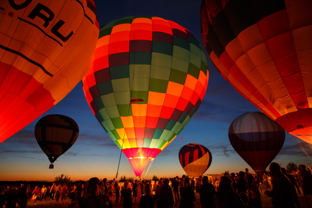 PERESLAVL-ZALESSKY, RUSSIA - 16 JULY 2016: 15-th Hot air balloons festival in Pereslavl-Zalessky, Yaroslavl Oblast. Night flying in 16 july 2016.のeditorial素材