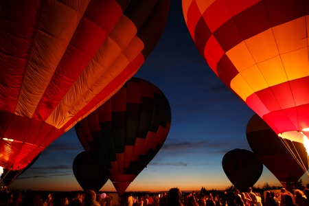 PERESLAVL-ZALESSKY, RUSSIA - 16 JULY 2016: 15-th Hot air balloons festival in Pereslavl-Zalessky, Yaroslavl Oblast. Night flying in 16 july 2016.のeditorial素材
