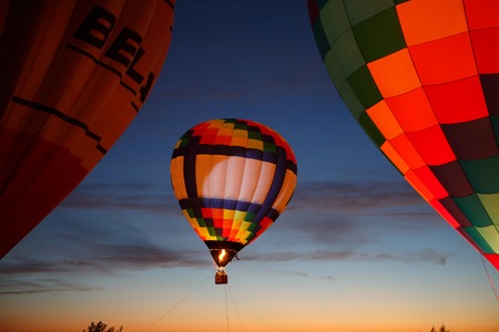 PERESLAVL-ZALESSKY, RUSSIA - 16 JULY 2016: 15-th Hot air balloons festival in Pereslavl-Zalessky, Yaroslavl Oblast. Night flying in 16 july 2016.のeditorial素材