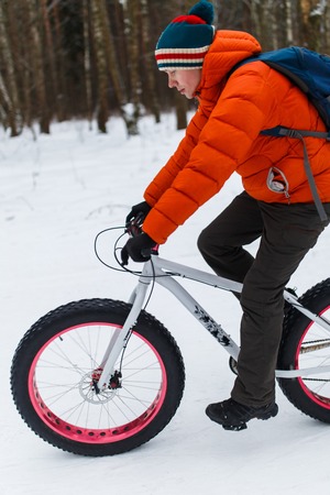 Man riding on sports bikeの写真素材
