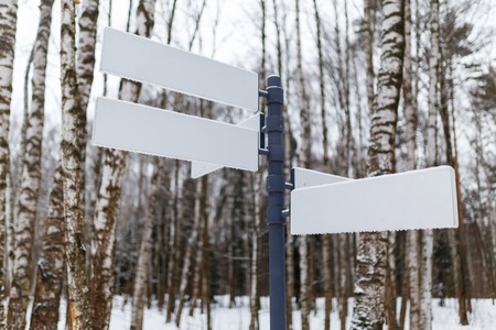 Clean pointer on forest wayの写真素材