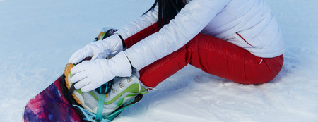 Holidays in mountains of womanの写真素材