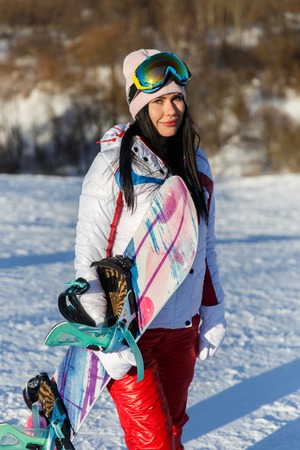 Sport brunette in ski suitの写真素材
