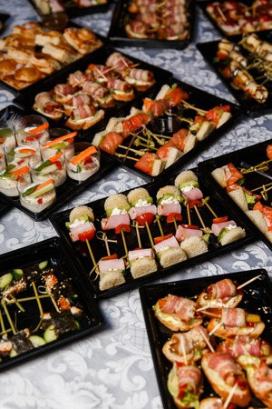Photo of snacks on platesの写真素材