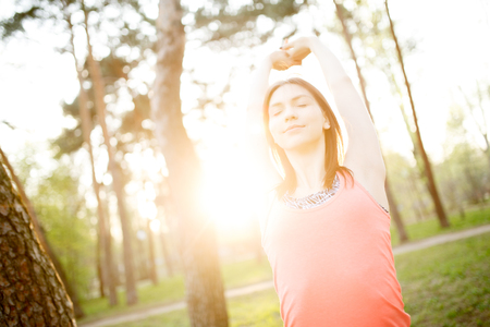 Photo of woman doing exercisesの写真素材