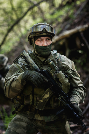 Photo of soldier in camouflageの写真素材
