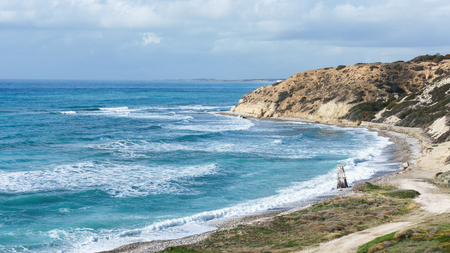 Picture of sea bay, hilly slopeの写真素材