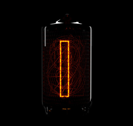 Nixie tube indicator. The number one of retro. 3d render.