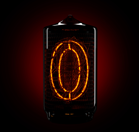 Nixie tube indicator. The number zero of retro. 3d render.の写真素材