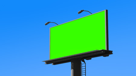 Blank billboard on blue skyの写真素材