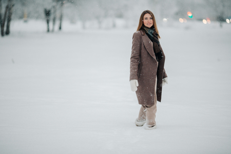 Image of blonde in full growth on walkの写真素材