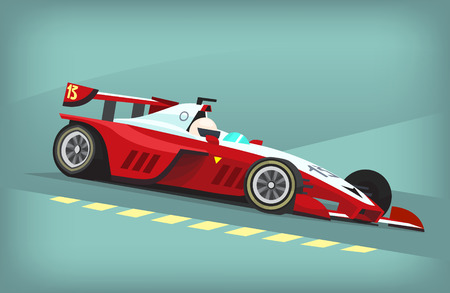Red and white fast motor racing bolideのイラスト素材