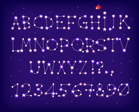 A font made of stars forming constellationsのイラスト素材