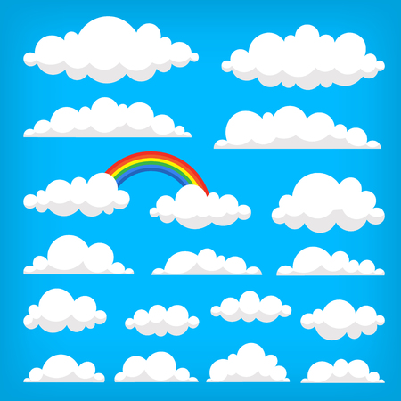 Collection of vector clouds on the blue sky. Isolated illustrationsのイラスト素材