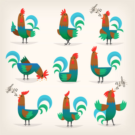 Rooster from farm illustrationのイラスト素材