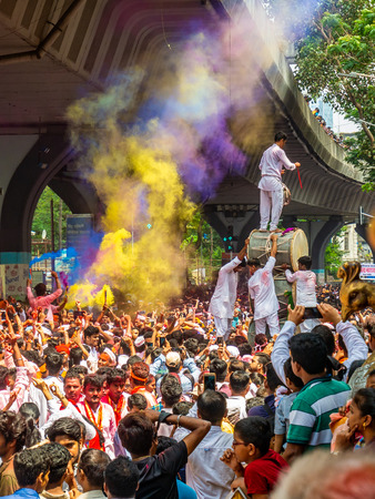 Mumbai, India - September 23,2018: Thousands of devotees bid adieu to Lord Ganesha in Mumbai during Ganesh Visarjan which marks the end of the ten-day-long Ganesh Chaturthi festival.のeditorial素材
