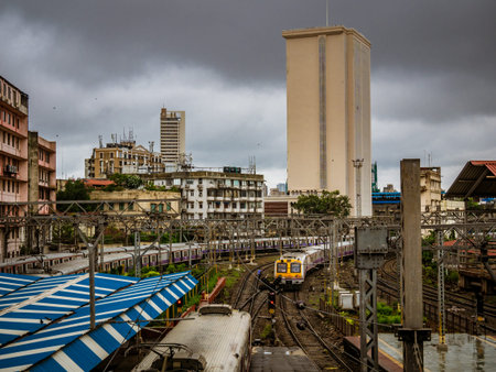 MUMBAI, INDIA - JUNE 24, 2018 : Mumbai Suburban Railway, one of the busiest commuter rail systems in...