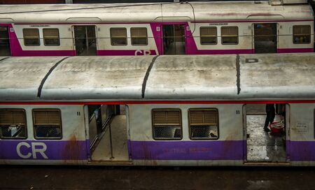 MUMBAI, INDIA - JUNE 24, 2018 : Mumbai Suburban Railway, one of the busiest commuter rail systems in the world having most severe overcrowding in the worldのeditorial素材