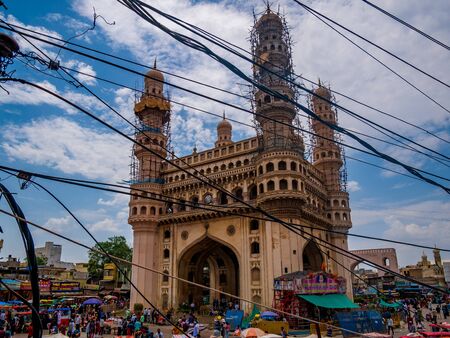 Hyderabad, India - June 17, 2019 : The Charminar, symbol of hyderabad, iconic monument and mosque in India visited by touristsのeditorial素材
