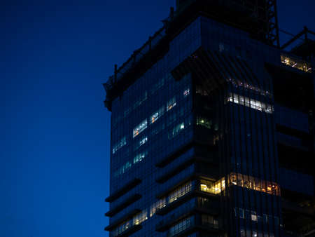 Mumbai, India - September 28,2019 : Business office building illuminated in the evening in Mumbai, Indiaのeditorial素材