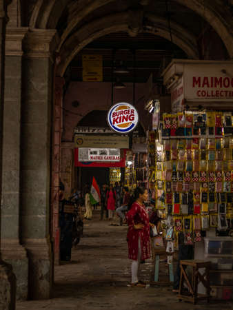 Mumbai, India - January 26, 2020 : Burger King restaurant exterior - sign near the main CST Stationのeditorial素材