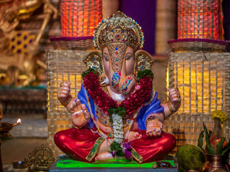 Beautiful statue of Lord Ganeshaの写真素材