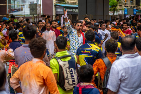 Mumbai, India - September 12,2019 : Thousands of devotees bid adieu to Lalbaugcha Raja in Mumbai...