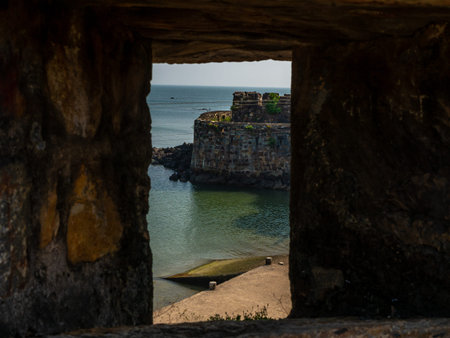 View of Sindhudurga Fort built in arebian Sea by Chhatrapati Shivaji Maharaj, Maharashtra, India