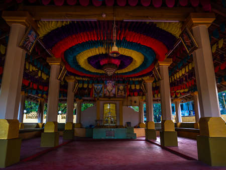 Indian house with traditional roof design at coastal side of Maharashtra, Indiaの写真素材