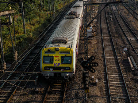 Thane, India, December 22,2020 : Indian Railway, one of the busiest commuter rail systems in the world having most severe overcrowdingのeditorial素材