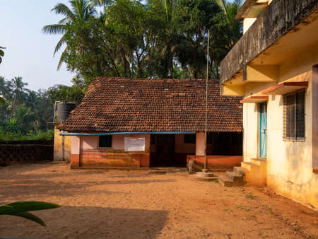 Sindhudurg, INDIA - December 19, 2021 :Â  School building of governmentÂ primary school at Indian village.のeditorial素材