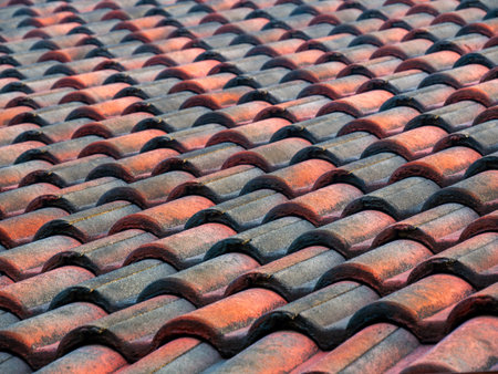 Roof tile pattern. Old roof top. Roof top in India.