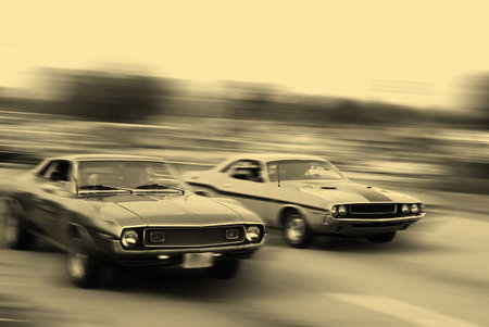 Vintage muscle car racingのeditorial素材