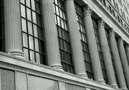 pillars of building in gray color toneの写真素材