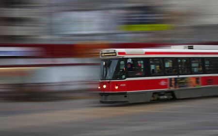Street trams on toronto street in motion blur のeditorial素材