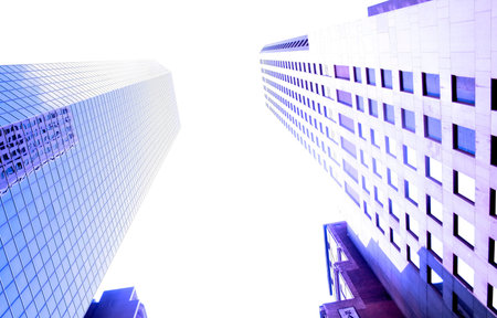 Multi story buildings at financial district of Manhattanの写真素材