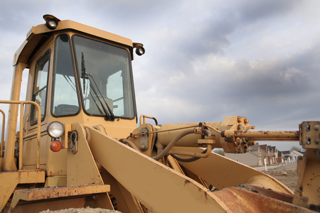 Construction equipment with blue sky background wide angleの写真素材