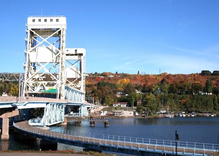 houghton vertical lift bridge in michigan upper peninsulaの写真素材