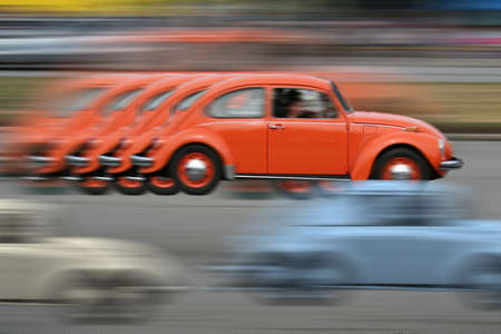 vintage car racing motion blurの写真素材