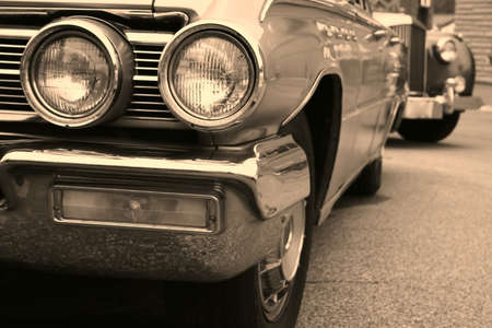 Beautiful american muscle cars in sepia colorの写真素材