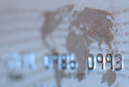 Extreme close up of credit card numberの写真素材