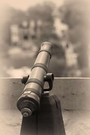 Old cannon shooter on the Mackinac fortの写真素材