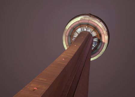 CN tower in night time shot from bottom のeditorial素材