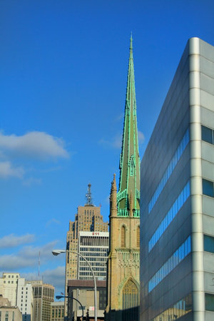 Ancient architecture of church with blue sky back groundの写真素材