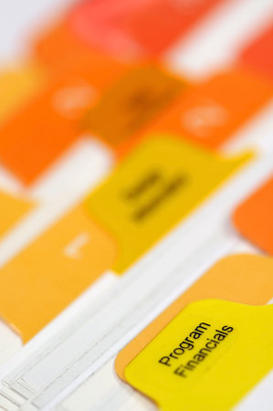 program financials tabs in a bussiness folderの写真素材