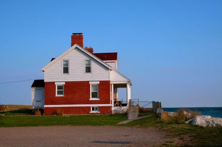 Historic house by the lake Superior in Michiganの写真素材