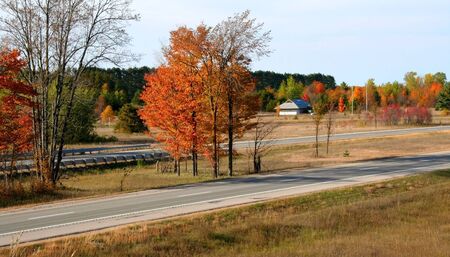 Autumn High Wayの写真素材
