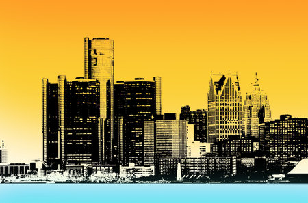 Downtown Detroit Cityの写真素材