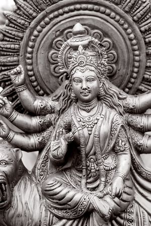 Hindu Goddess with many hands in Black and whiteの写真素材